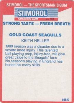 1990 Stimorol NRL #64 Keith Neller Back